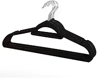 Kit 20 Cabides De Veludo Ultrafinos Antideslizante Slim Preto