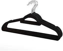 Kit 20 Cabides De Veludo Ultrafinos Antideslizante Slim Preto