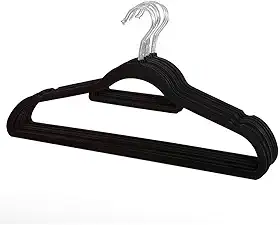 Kit 20 Cabides De Veludo Ultrafinos Antideslizante Slim Preto