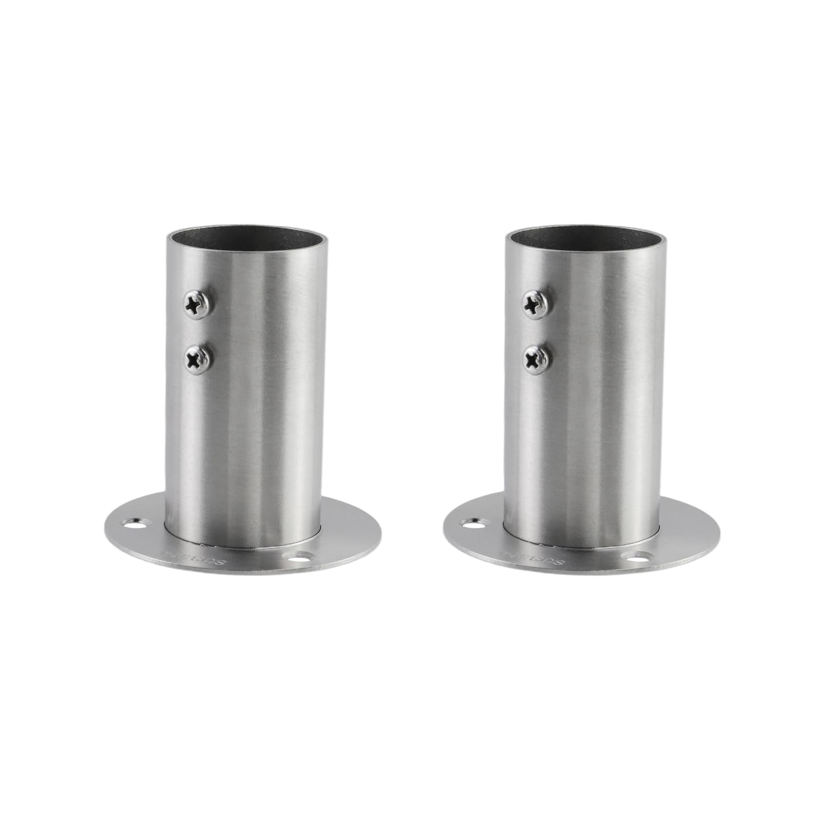 Semetall 2 Pcs 1.5" Round Post Bases –Silver Stainless Steel Flange Anchor Brackets for Fence Deck Railing Support