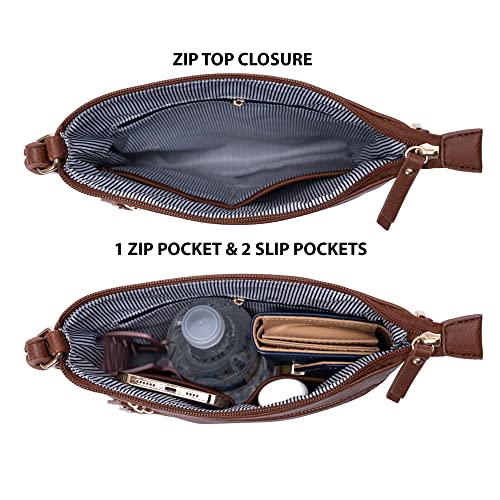Image of Solene Crossbody Bag Functional Multi Pocket Messenger Purse Top Zip Closure Shoulder Handbag With Adjustable Strap