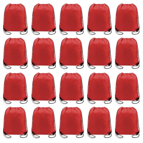BeeGreen 20 Pack Red Drawstring Backpack Bags