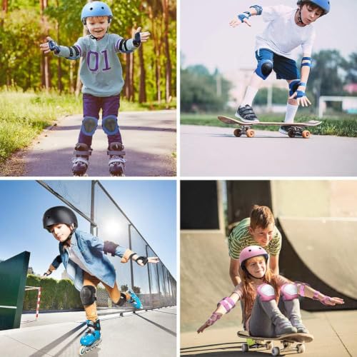 Image of DaCool Kids Protective Gear Set Helmet Knee Pads Elbow Pads Wrist Guards 7 in 1 Set with Adjustable Strap for 3~8yrs Boys Girls Toddler Children Rollerblading Skating Skateboard Cycling Outdoor Sports