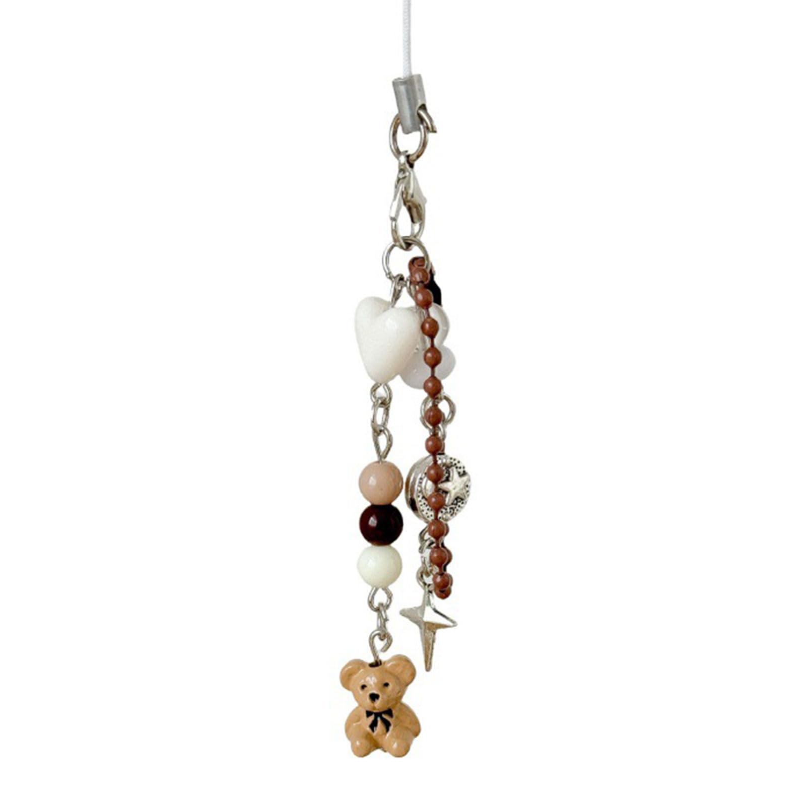 LEIQI Lovely Bear Phone Charm Keychain Stylish Bear Holder Pendant Phone Hangings Acessory for Trendy Female Users