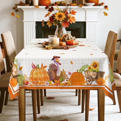 Nappe rectangulaire dindon automne 152x213cm antitache pour table