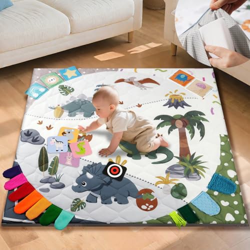 TINYHARBO Premium Foam Baby Play Mat 50x50, 4 Developmental Zones