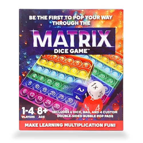 Matrix Dice Game – Pop-and-Play Bubble Pad Educational Math Dice Game – Fun Math Games for Kids 8–12, Teens, Adults, and Seniors – Ideal for Classrooms and Family Board Game Night for 2-4 Players