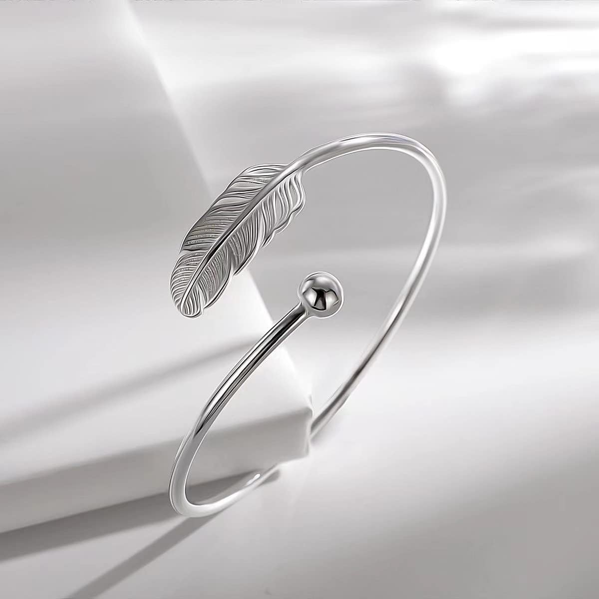 Sterling Silver Bangle Bracelets for Women,Fashion Jewelry Simple Adjustable 925 Silver Cuff Bangles for Women Mom Wife Valentine Mothers Day Gift - Image 4