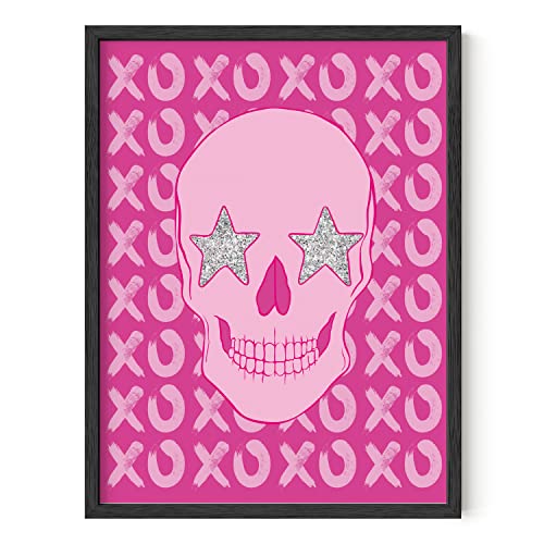 HAUS AND HUES Pink Aesthetic Wall Decor – Cute Preppy Poster for Teen Girls, Pink Wall Art for Bedroom or Dorm (Beige Frame, 12x16)