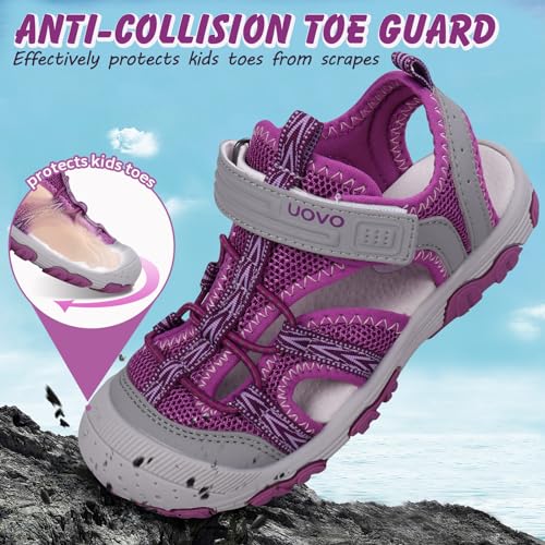 Image of UOVO Boys Sandals Kids Sandals Hiking Athletic Closed-Toe Beach Summer Sandals for Boys Quick-Drying
