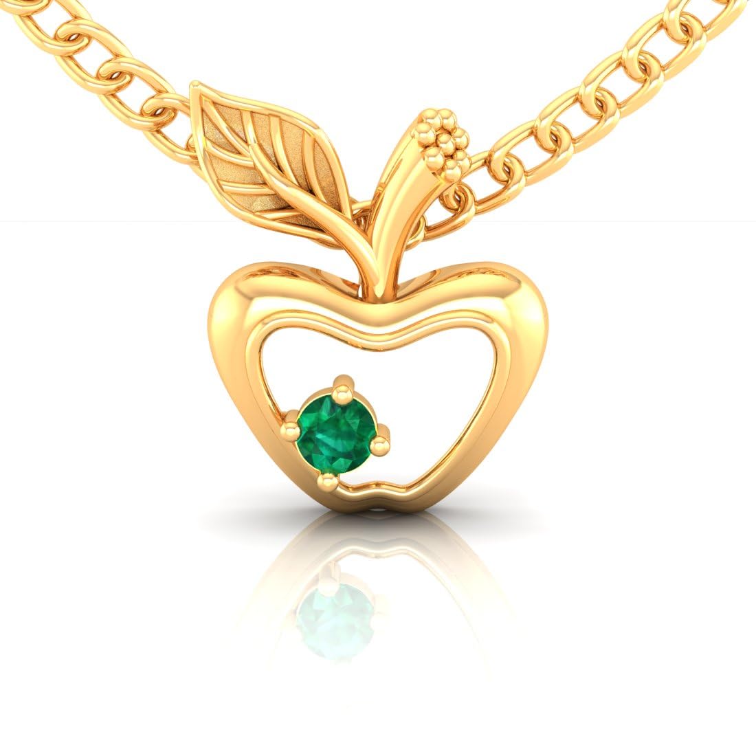 14K Gold Pendant (without chain) Apple Design With Stone Accent For Women - 0.37 Gram-image-3