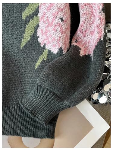 Image of BEAUDRM Girl's Cute Bow Sweater Crew Neck Long Sleeve Drop Shoulder Loose Pullover Tops