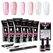 Produktbild Makartt Poly Nagel Gel Set Natürlich Pink, 6 Farben Nagelverlängerung Gel mit Base Gel Top Coat Instrument Geschenk Set Builder Gel Kit Für den Starter DIY