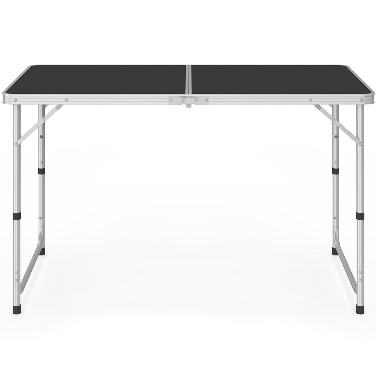 IDMarket - Table de Camping Pliante d'appoint 120 cm réglable en Hauteur et 4 tabourets Noirs