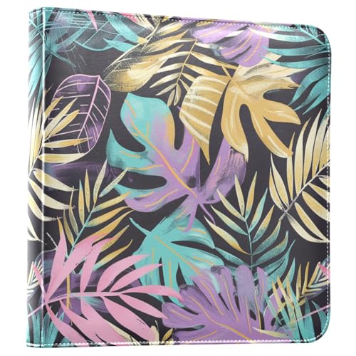 Álbum de fotos de piel sintética con hojas tropicales de color pastel, capacidad para libros de fotos de 3 x 5 a 8 x 10 pulgadas, páginas autoadhesivas, 20 hojas