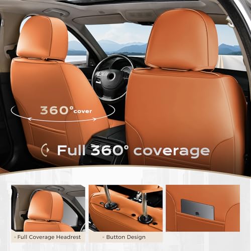 Image of Coverado Car Seat Covers Full Set, Seat Covers for Cars, Front Seat Covers and Back Seat Cover Waterproof Leather Automotive Seat Cover, Universal Car Interior Protectors Cushion for Most Cars