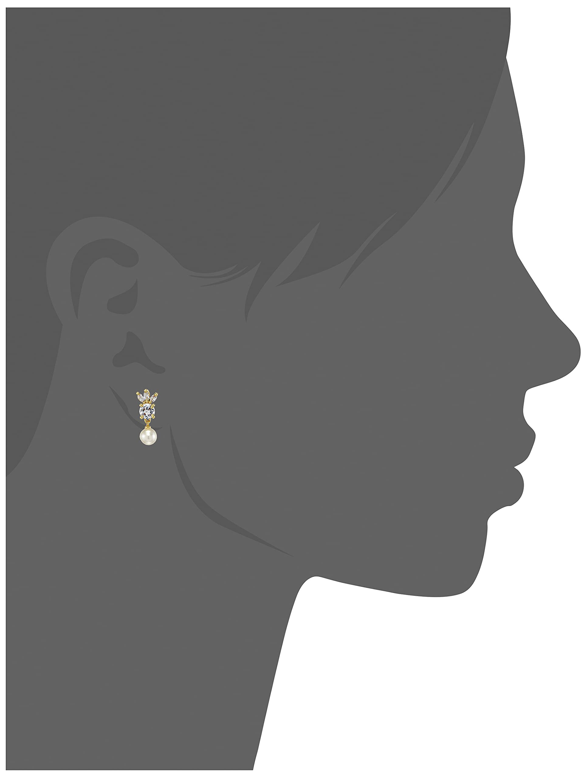 24kt CZ Stud Earring with Pearl Hangings (AD-014/705 ER)
