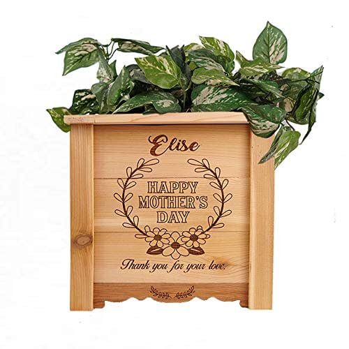 Personalized Cedar Planter, Happy Mother's Day Planter