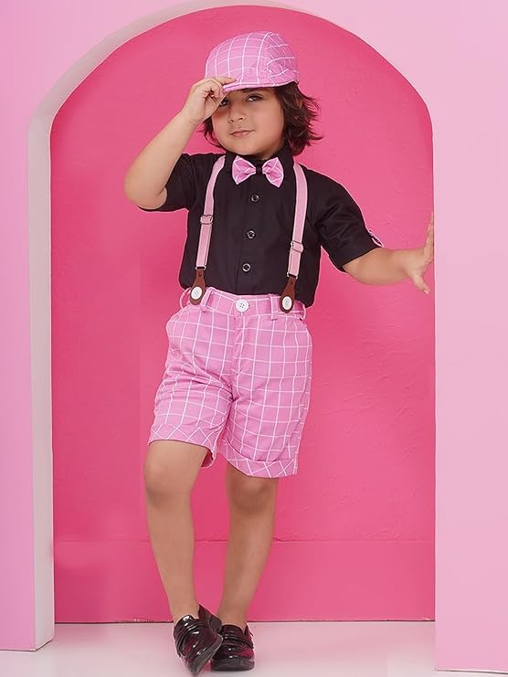 Image of AJ DEZINES Kids Casual Wear Clothing Cotton Shirt Short Set For Boys