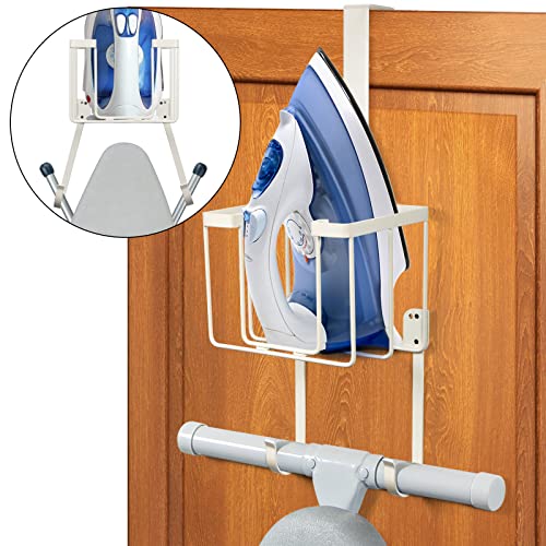 Orless Over The Door/Wall Mount Ironing Board Hanger, Laundry Room Iron And Ironing Caddy Board Storage Holder Cream thumb #1