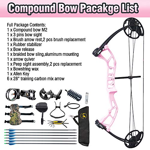 Compound Bow Set Beginners,Junior&kids Bow 17\"-27\" Draw Length,10-40Lbs Adjustable,290fps IBO,Axle To Axle 25\", Limbs Made In USA,Bow Only 2.54lbs, Ship from USA (Arrives 3-5 Days) (FOREST CAMO)