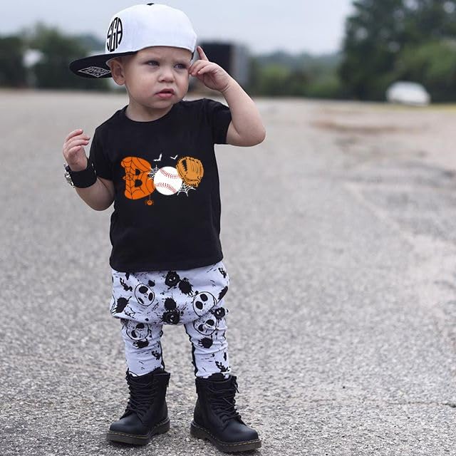 Toddler Boys Girls Halloween Shirt Skeleton Ghost T-Shirts Boo Tees Spooky Tops Short Sleeve 2-12 Years - Image 4