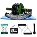 Odoland 3-In-1 AB Wheel Roller Kit AB Roller Pro with Resistant Band,Knee Pad,Anti-Slip Handles,Storage Bag and Training Program - Perfect Abdominal Core Carver Fitness Workout for Abs