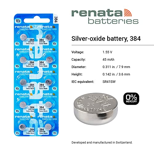 Pila Renata 384 SR41SW Óxido de Plata para Reloj miniatura 2