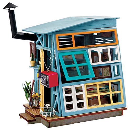 Cafopgrill DIY Casa de muñecas de Madera con Muebles Cute Children Adult Dollhouse Miniatura Toy Model Building House Kit
