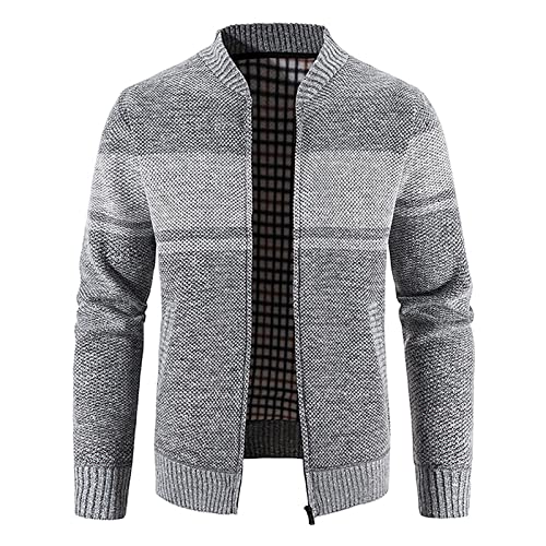Muscularfit Zippered Cardigan Sweaters for Men Color Block Full Zip Knitted Jacket Causal Fashion Long Sleeve Winter Coats