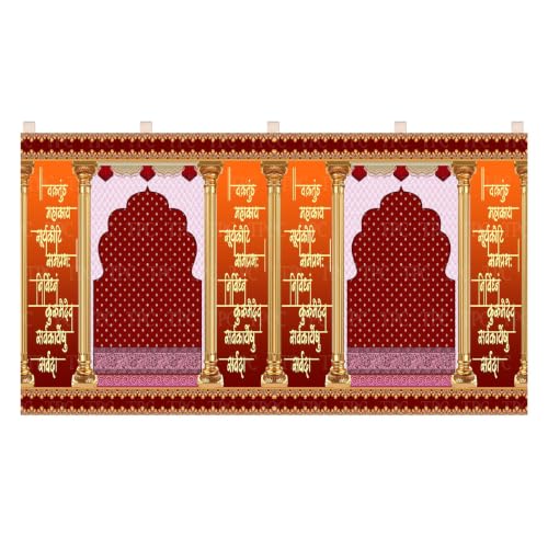 Image of Ganpati Decoration Digital Background Ideas at Home, Festival, Wedding, Diwali, Ganesh Chaturthi Decoration Background (Size, Width 10 Feet and Hight 6 Feet, Vakratunda)