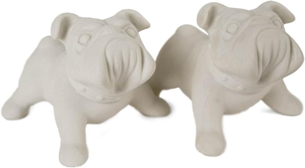Bulldog Mini Unglazed Handmade Unpainted Ceramics Cruet Set (5cm x 8cm)