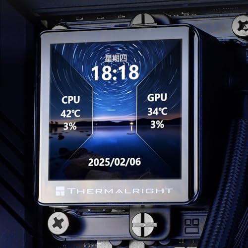 Thermalright Frozen Vision 360 ARGB Black V2 AIO CPU Water Cooler,360mm Liquid CPU Cooling,PWM Fans CPU Cooler for 2150RPM,2.88 inch IPS LCD Screen for Image,AM5,Intel LGA1700/1851,480x480 Resolution image 5