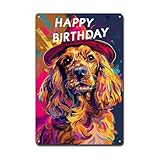 Soulpons Decorative Tin Sign Cocker Spaniel Birthday Greeting Gift for Modern Interiors Dog Lover Gifting and Art Inspired Birthday Parties Corrosion Resistant Waterproof Aluminum 8×12 Inches