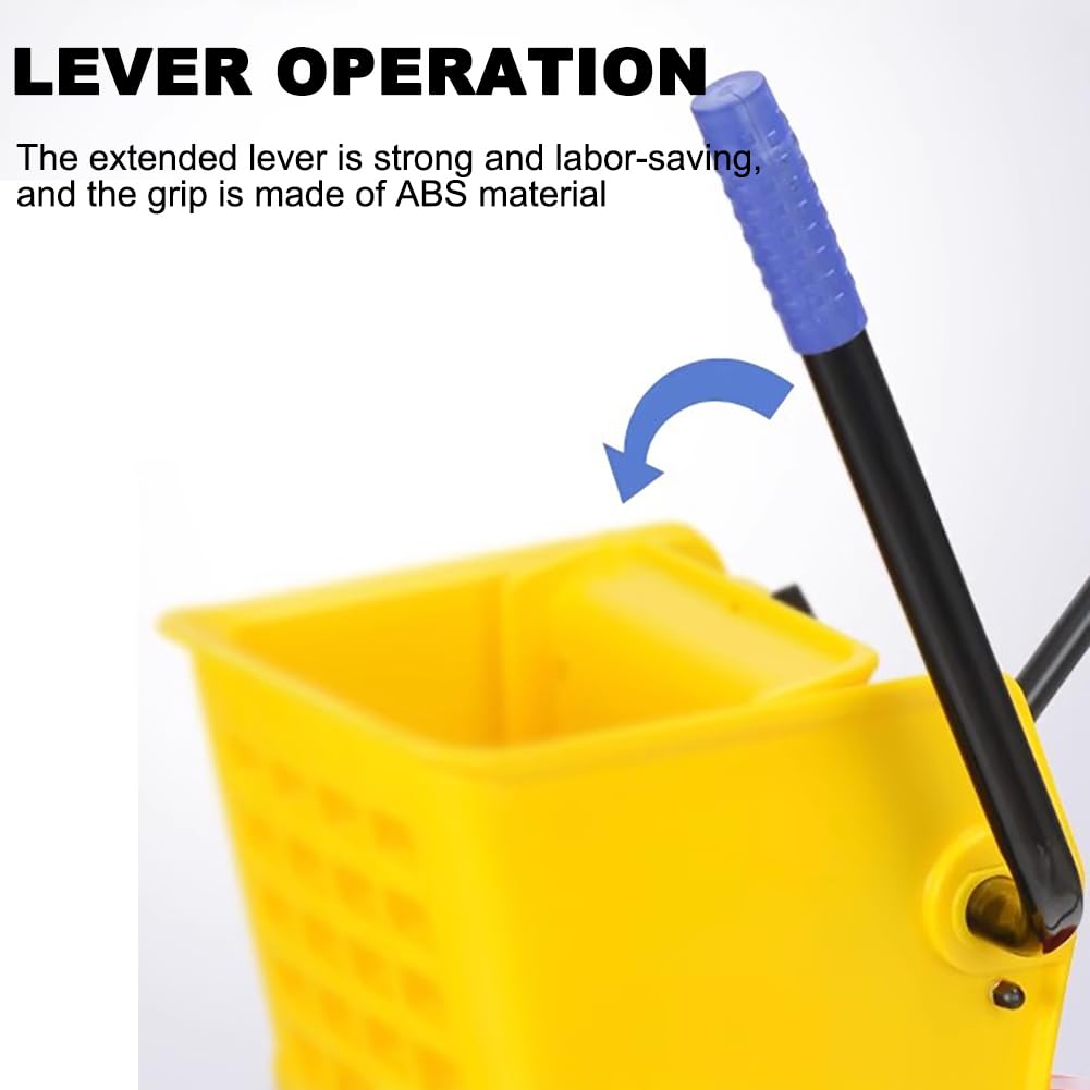 Secchio Commerciale per mop, strizzatore per la Pulizia del Secchio Doppio, Secchio Mobile per mop, con Dispositivo di strizzatura, Adatto per la Scuola (34l)