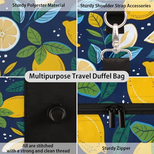 Summer Fruits Lemon Travel Duffel bag for Men Women Weekender Overnight Bag Gym Bag Carry On Luggage Bags for Yoga Workout Sports3