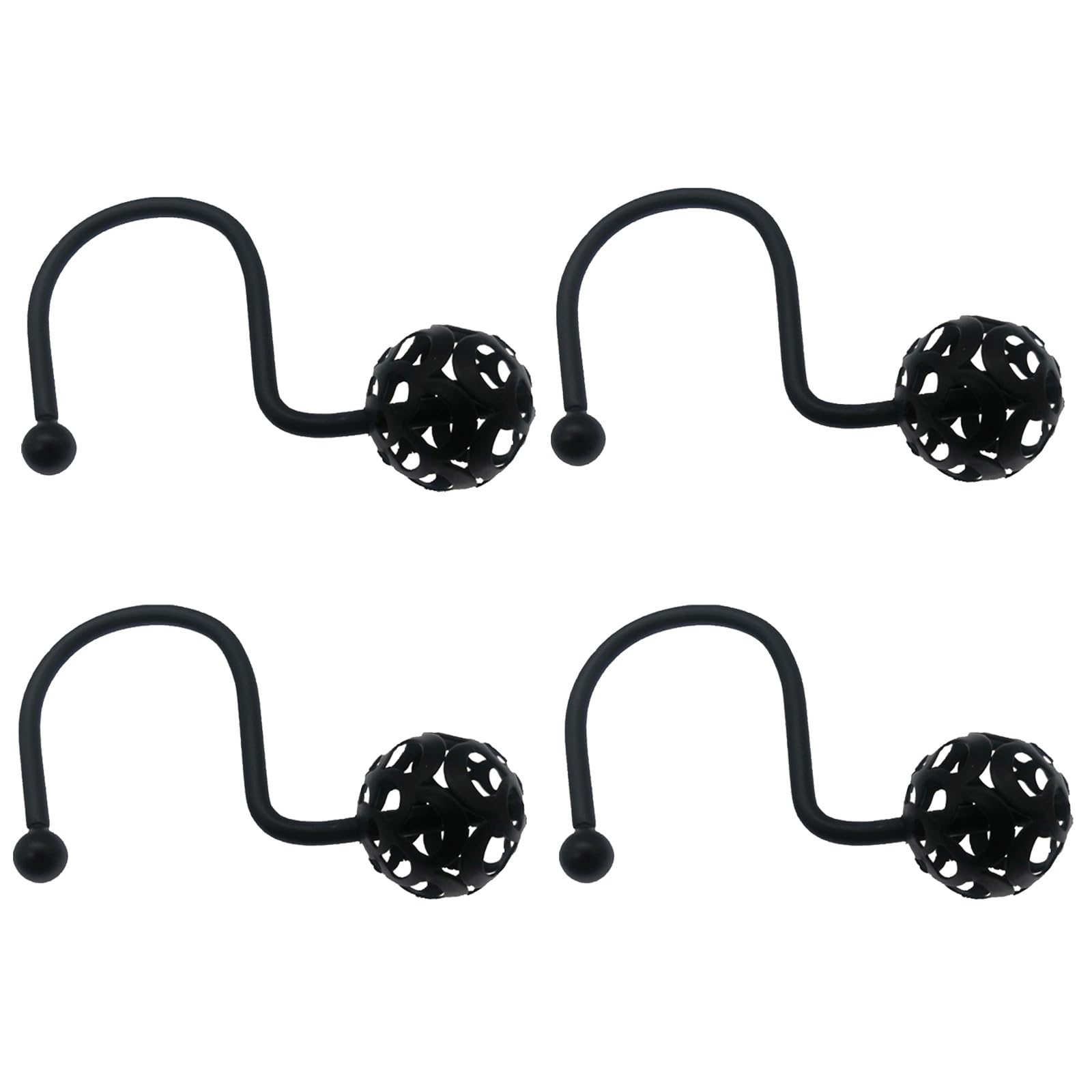 Tsophreniq Of 4 Decorative Hollow Sphere Curtain Hook Multifunctional Shower Rings Sturdy Metal Hangers Rusts Proof Shower Rings
