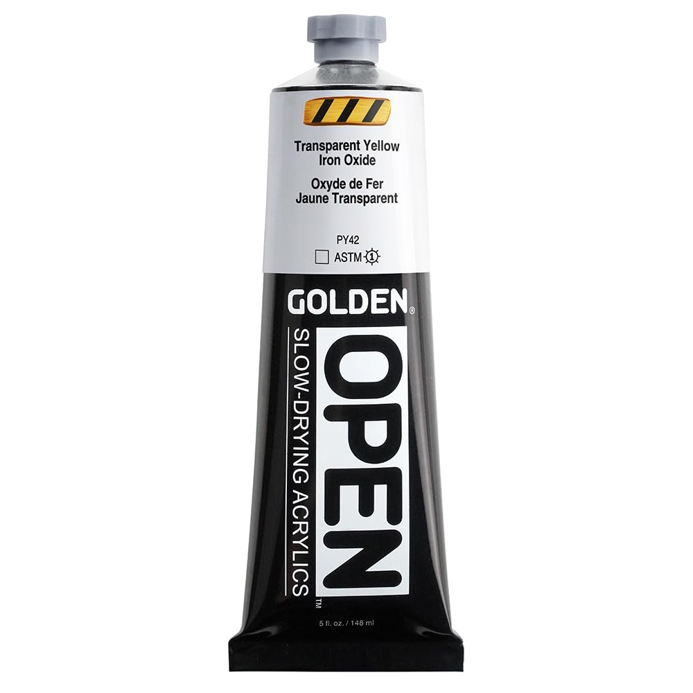 OPEN Acrylique à séchage lent par GOLDEN oxyde de fer jaune transparent 150 ml