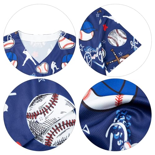 Image of Baseball Shirt Women Baseball Jersey Graphic Button Down Shirt Game Day Short Sleeve Tops