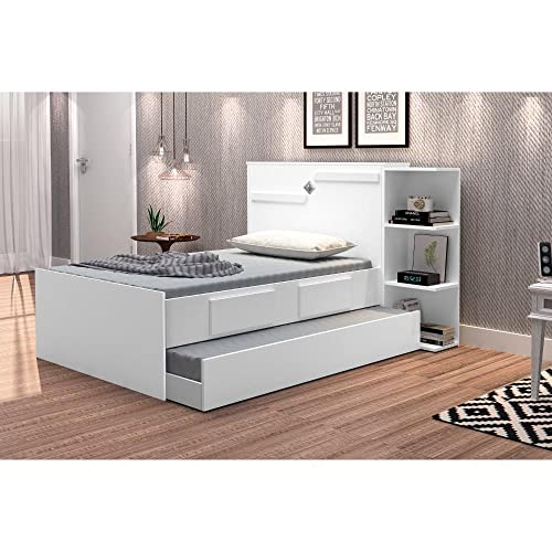 Bicama Baú Solteiro 2 Gavetas Iris J&a Móveis Branco