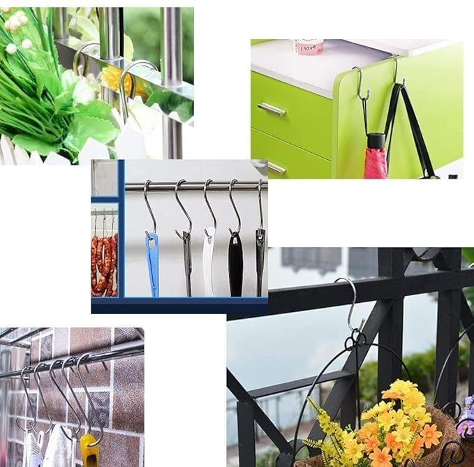 Image of Stainless Steel S Hooks, Prime Quality, Multi-Purpose Hanging Hooks for Bathroom, Kitchen, Closet-5PS-3 INCH