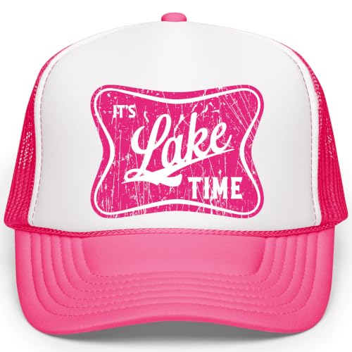 Image of It's Lake Time Summer Classic 5 Panel Foam Front Mesh Snap Back Trucker Hat