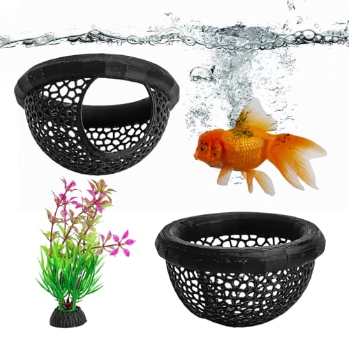 VQBKHO 2 Grottes d'aquarium pour crevettes – Décoration imprimée en 3D avec Plantes abri sûr et Lieu de Repos pour crevettes Poissons Betta et Poissons...