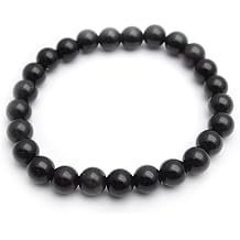 Natural Black Obsidian Stone Round Beads Stretch Bracelets