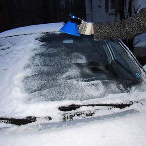Yoruii Ice Scraper Magic Funnel Snow Removal Tool Round Windshield Cone-Shaped Car Windshield Snow Scraper (Blue 3Pack)