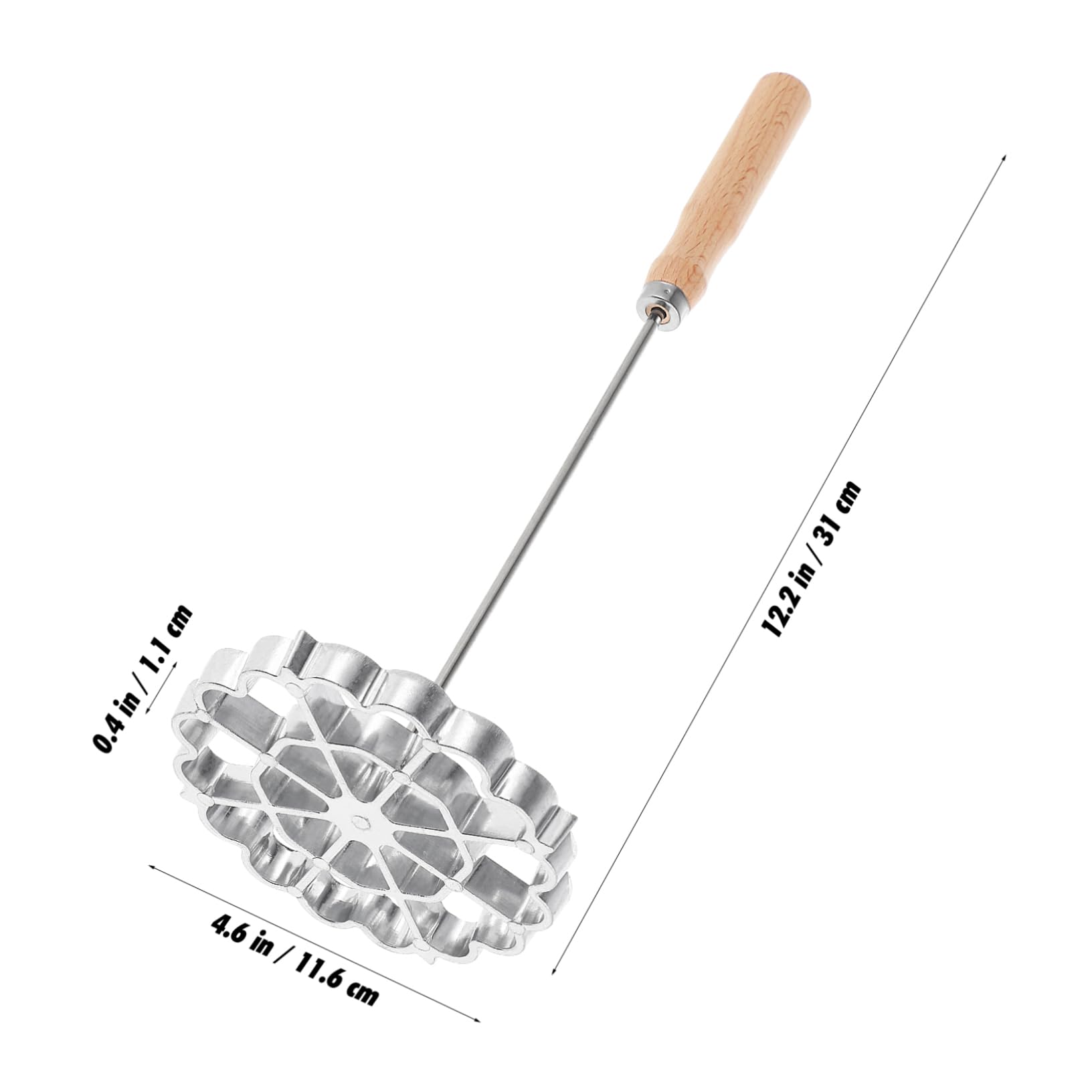 Mestolo da Cucina per Friggere Manico in Legno Leggero e Portatile, Utensile in Lega di Alluminio Argento per Ristoranti e Preparazione di Cibi Fritti