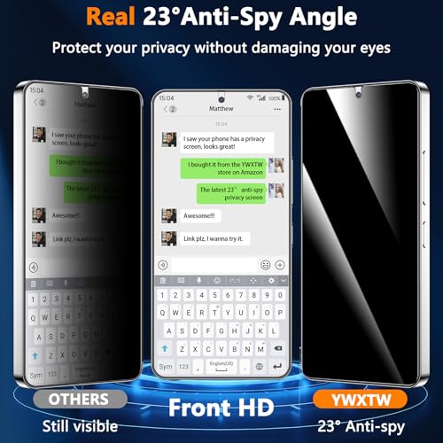 Image of YWXTW EZ Unlock for Samsung Galaxy S25 Edge Privacy Screen Protector, [0.01S Ultrasonic Fingerprint Support] [Not Glass] 23 Anti Spy Private S25 Edge Screen Protector Case Friendly, 2 Pack