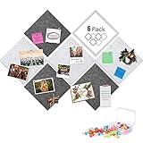 Tikea Felt Bulletin Boards 6 Pack Square Pin Boards with 35 Push Pins Wall Decor Photo Memo Display...