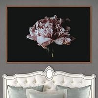 Framed Canvas Wall Art Pink Flower Portrait Bohemian Dark Dramatic Floral Multicolor Petal Photography Portrait - 16x24 inches