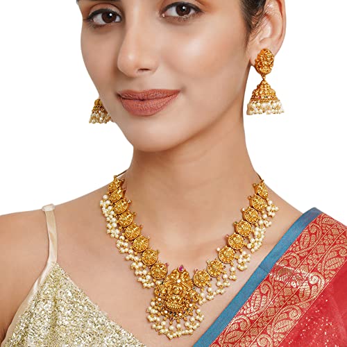 Opulence Goddess Lakshmi Faux Pearls Jewellery Set